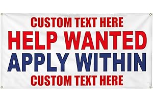 Custom Vinyl Banner Help Wanted - 24x48 Inches