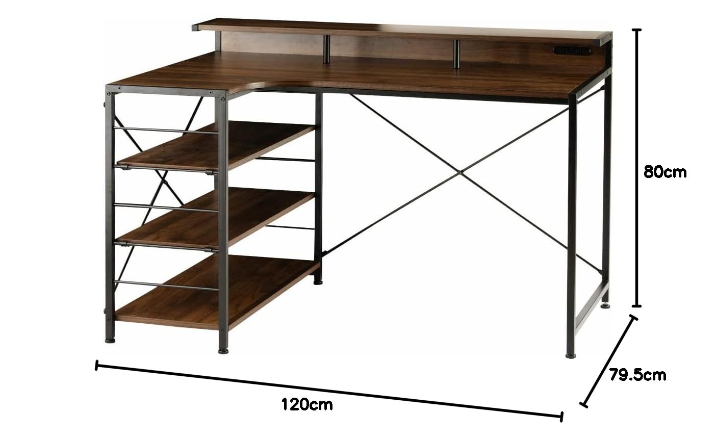 Amazon.co.jp: アイリスプラザ 机 テーブル PCデスク ラック付き