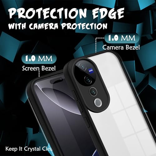 Image of V-TAN Back Cover for Vivo V40, V40 Pro Compatible Case, Transparent Clear, TPU, Camera Protective Shockproof Cover (Black)