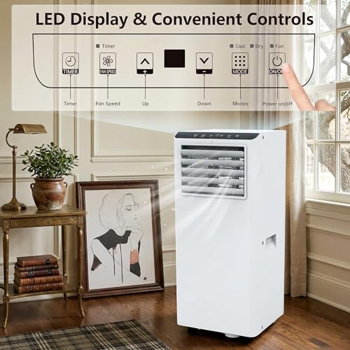 Image of 8,000 BTU Portable Air Conditioner with Dehumidifier & Fan, Compact AC Unit Cools Rooms up to 350 Sq.Ft, 24H Timer, Remote Control for Home, Office, Bedroom