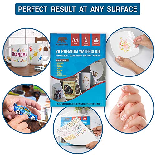 Kodiak Supplies A4 Waterslide Decal Paper INKJET Clear - 20 Sheets - DIY A4 water slide Transfer CLEAR Printable Water Slide Decals A4 20 Sheets (B07CZ76391) (WSDP) - Thumbnail 4