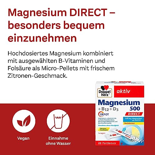 Doppelherz Magnesium 500 + B12 + D3 DIRECT mit DEPOT-Funktion - Magnesium als Beitrag für die normale Funktion der Muskeln und des Nervensystems - 20 Portionen Micro-Pellets – Bild 6