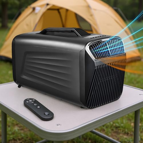 moupeaktain Aire Acondicionado Portatil De 5400BTU / 5600BTU para Acampar Al Aire Libre, Air Conditioner con 1500 W De Potencia, para Tiendas De Campaña, Autocaravanas O Uso Doméstico,Grey