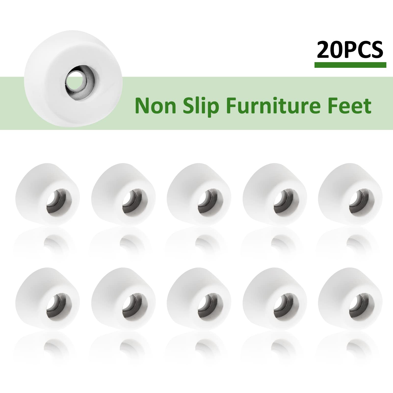 20 Pcs Cutting Board Feet Round Non Slip White Rubber Feet Bumpers Pads with Stainless Steel Screws for — view 3
