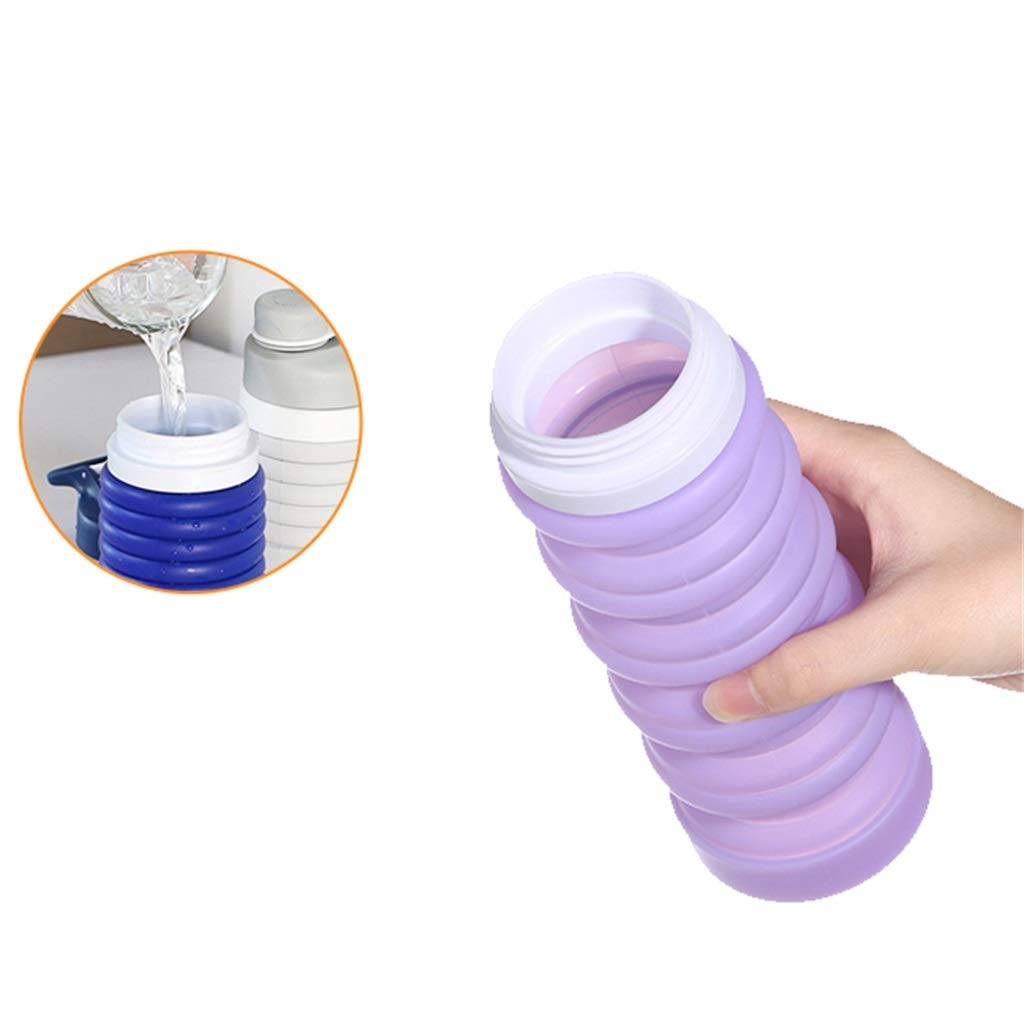 Bottiglia d'Acqua Pieghevole, 500ml Resistente al Calore con Gancio Usato for Viaggi All'aperto (3 Colori)