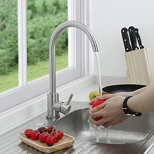 SOLVEX Single Handle Kitchen Sink Taps Kitchen Mixer Tap with Swivel Spout, Stainless Steel Faucet Brushed Nickel - Image 3