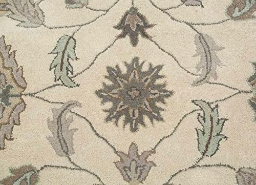 Image of Export Quality Handtufted Woolen Carpet for Living Room Bedroom & Hall - Color - Ivory /Multi - Size - 10 x 12 Feet