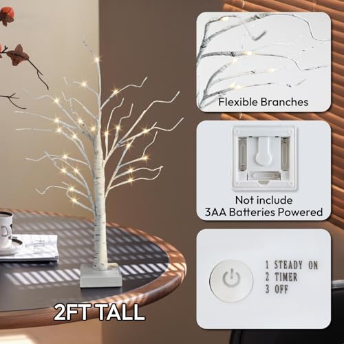 Décorations de Noël intérieur bouleau avec lumières LED fixe - 4
