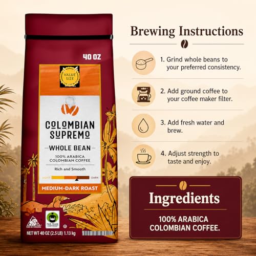 Colombian Supremo Café en Grano 40 oz Bolsa miniatura 5