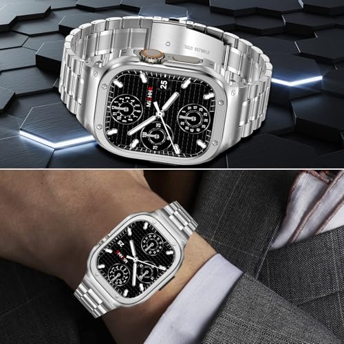 Image of MioHHR Stainless Steel Band with Case for Apple Watch Bands Ultra 3 /2 /1