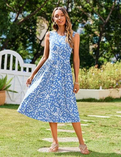 Image of Zeagoo Women's Summer Tank Midi Dress with Pockets Floral Sleeveless A-Line Casual Loose T-Shirt Dresses Beach Sundress 2026