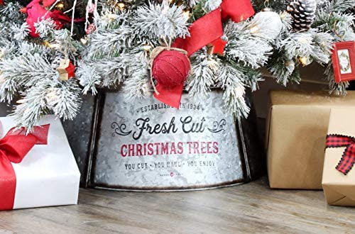 Auldhome Galvanized Metal Christmas Tree Collar, 29-Inch Diameter Base For Large Trees, 5-Panel Version #TOP6