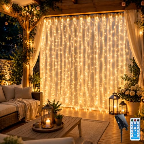 CERIAL Solar Curtain Lights Outdoor Indoor