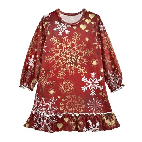 Bolaz Nightgowns Sleepwear Lightweight Nightdress Soft Pajamas Dress Christmas Snowflake for 3-10 Years