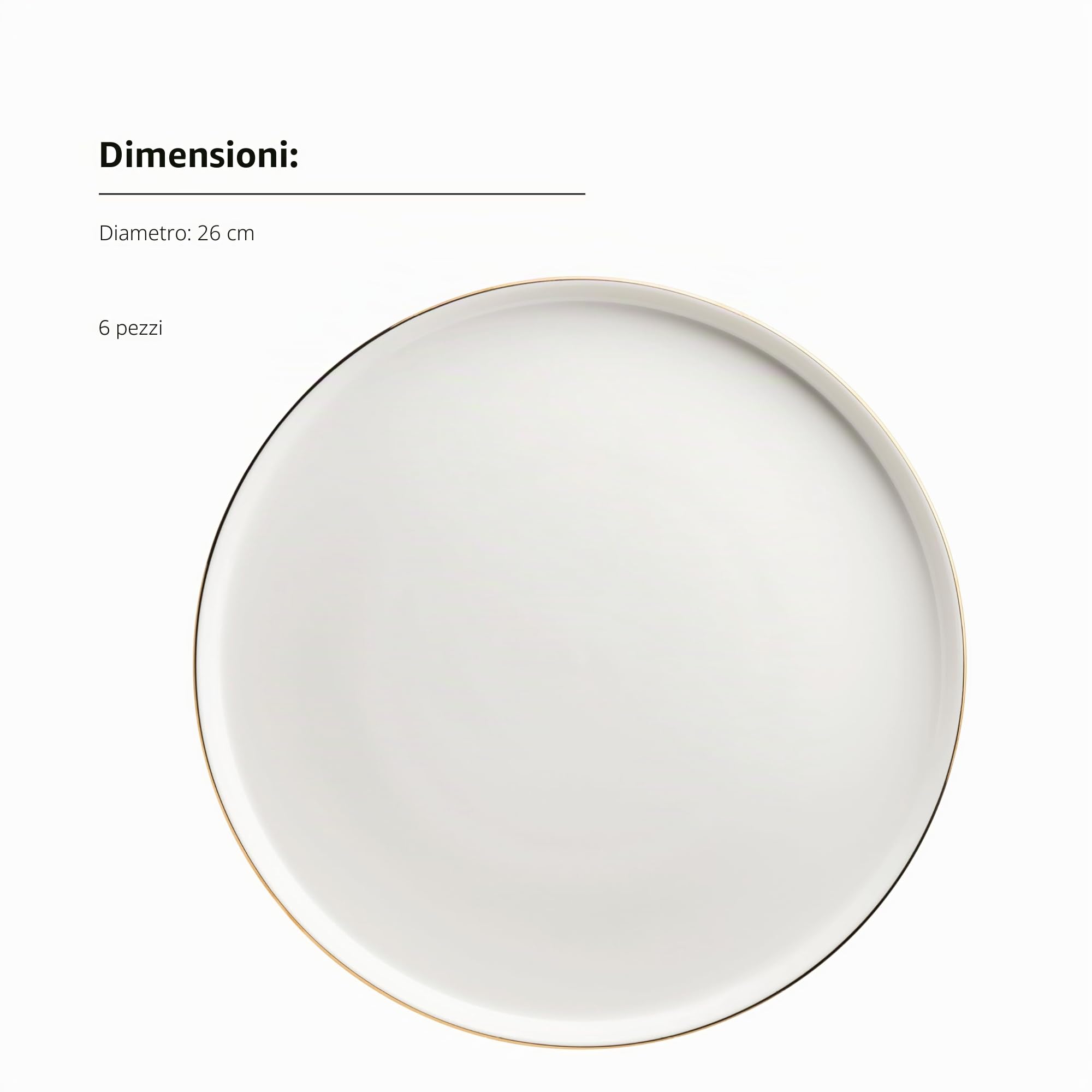 MÄSER, Serie Sita, set di piatti per 6 persone, stoviglie in porcellana bianca con bordo dorato, semplice, elegante, porcellana, bianco