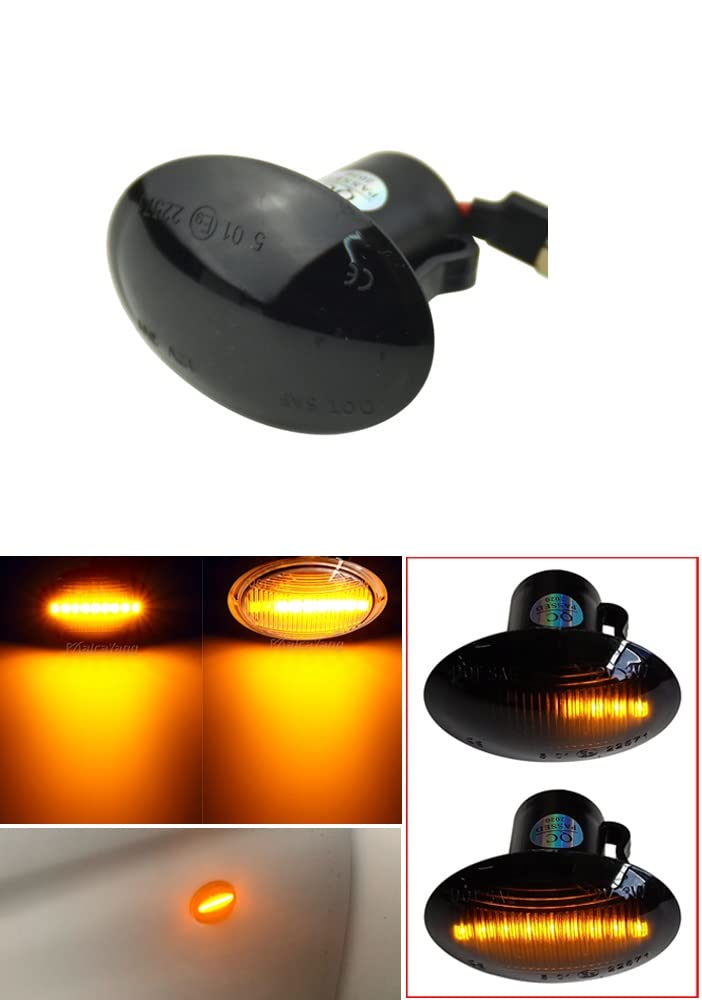 Car Passion Indicatore di direzione Freccia Specchietto laterale LED Compatibile con Fiat 500 500L 500 Abarth Lancia Ypsilon Alfa Romeo 4C Luce Dinamico Progressivo Fumè Nero Side Marker Dynamic