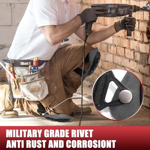 Image of Professional Knee Pads for Work Construction with Heavy Duty Cap Foam Padding Gel Cushion Knee Pads for Men, Comfortable Adjustable Strong Strap, Military Grade Rivet for Flooring Gardening, Grey