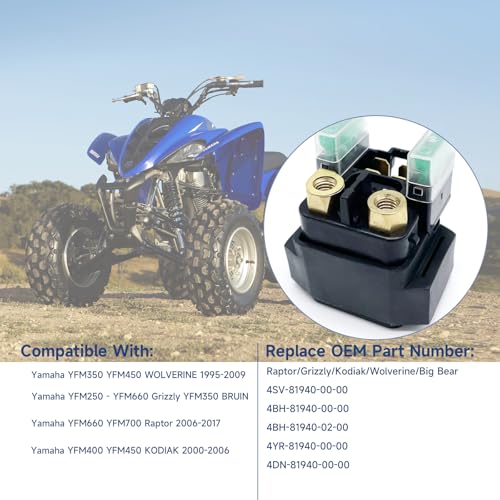 Image of Starter Solenoid for Yamaha ATV YFM 350 400 450 660 Raptor Grizzly, Relay for Yamaha Kodiak Wolverine Big Bear 2003 2004 2005 2006 2007 2008 (Pack of 2)