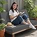 idee-home Outdoor Bench Cushion Waterproof, Bench Cushions for Outdoor Furniture, Patio Porch Swing Replacement Seat Pad with Ties for Garden Backyard, 48 x 18 Inch Dark Grey