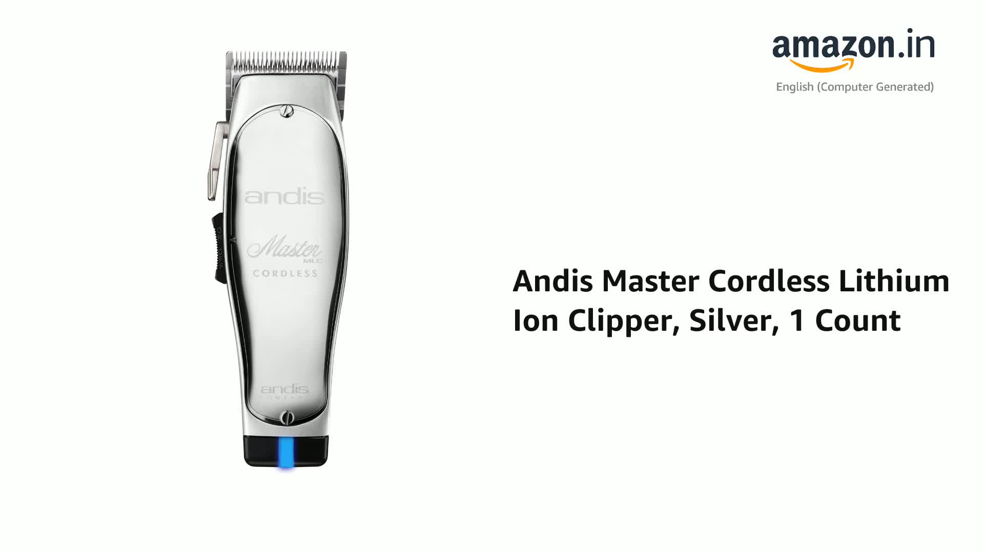 Andis Master Cordless Lithium Ion Clipper, Silver, 1 Count (Pack