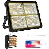 LED 作業灯 投光器 ランタン 充電式 100Ｗ 8600lm 高輝度 10400mAH大容量 IP66防水 4つ点灯モード 太陽光発電 マグネット付き モバイルバッテリー機能付き 折り畳み式 コンパクト夜釣り 防災 停電 緊急 地震対策 停電対応 夜間工事 車の修理 オレンジ (黒)