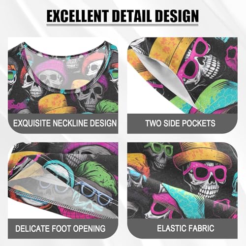 Sugar Skull Skeleton Gothic Pajama Set Pajamas Sleepwear Nightwear Loungewear Clothes Set B04029874