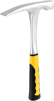 FAATCOI 32oz Rock Pick Hammer Brick Hammer Geological Rock Hammer Portable Masonry Hammer with Flat Tip and TPR Rubber Shock Absorbing Grip, 12"