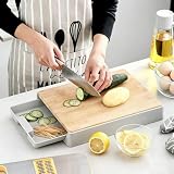 FACAIIO Planche à découper 2 en 1 antidérapante pliable en plastique avec plateau...