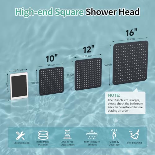 Image of SR SUN RISE 10 Inch Rain Shower Head Matte Black 304 Stailess Steel High Pressure Rainfall Showerhead