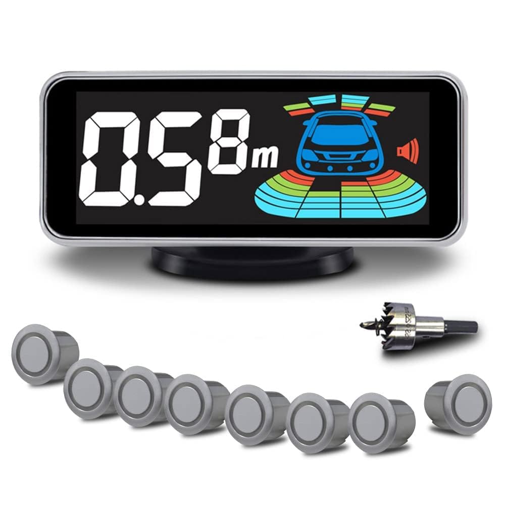 KASHIWA Car Backup Radar System, With 8 Parking Sensors kit Distance Detection+ LCD Distance Display +Sound Warning