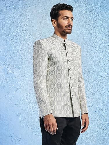 Image of VASTRAMAY Men's Jodhpuri - Silk Blend Jacquard Jodhpuri for Men.