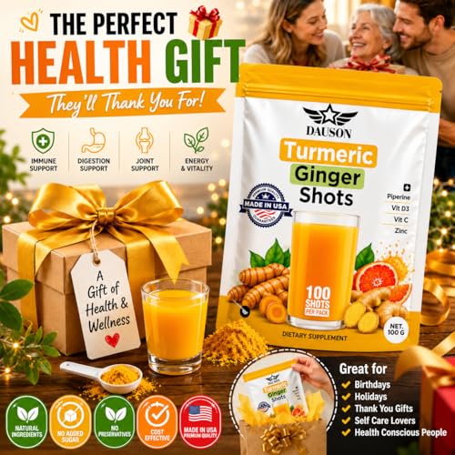Image of Turmeric Shots for Joint Health, Immune Boost, Gut Health - Boosted with Ginger, Piperine, Zinc, Vitamin D3, Vitamin C - Powder - 100 Servings - Made in USA