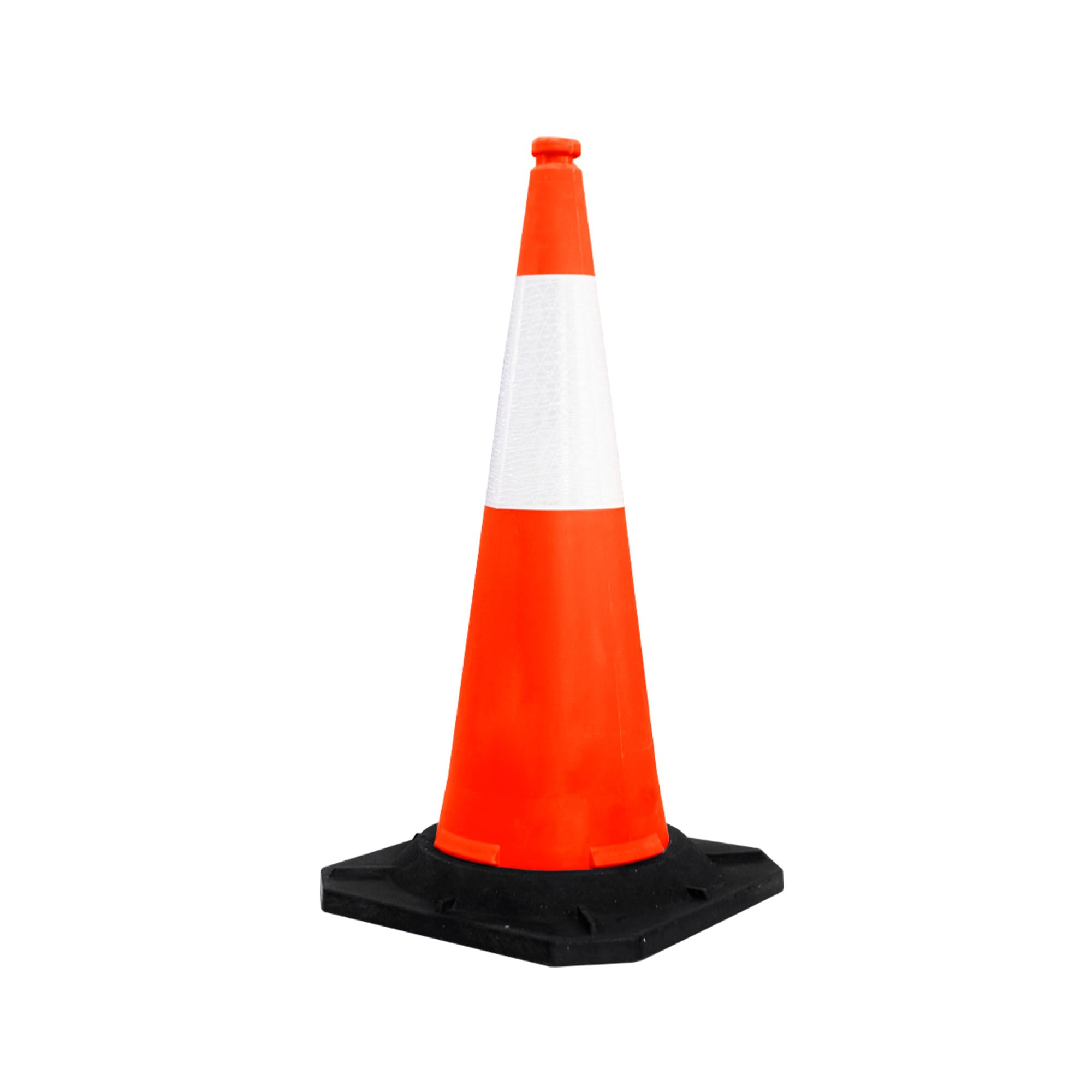 Traffic Safety Cone PPC with PVC Base - 100 CM (40") | Road Safety Reflective Traffic Cone | High Visibility Red Street Cone | Portable Wind Resistant Outdoor Cone with Black Base โ image 1