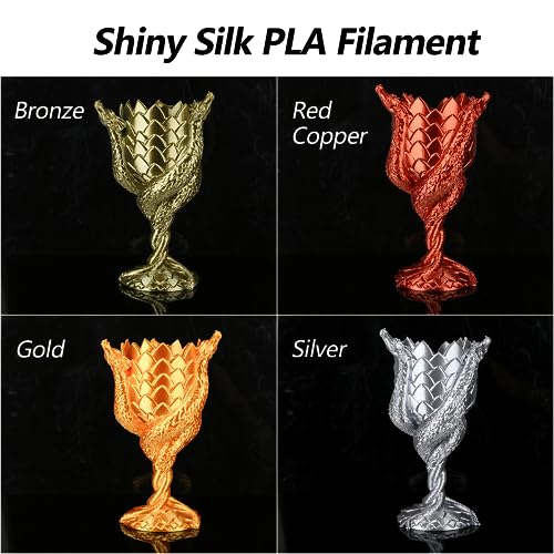 Image of AMOLEN PLA 3D Printer Filament PLA Filament 1.75mm Silk Filament Bundle,Gold, Silver,Bronze, Red Copper,3D Printing Filament Bundle, 200gX 4 Spools