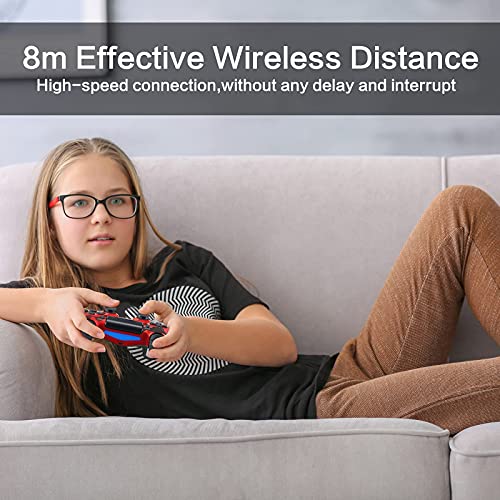 ADHJIE PS-4 Wireless Controller Dual Vibration Remote Gamepad Joystick with Charging Cable Compatible with Play-Station 4/Slim/Pro/PC Console(Red Camo) - Image 8