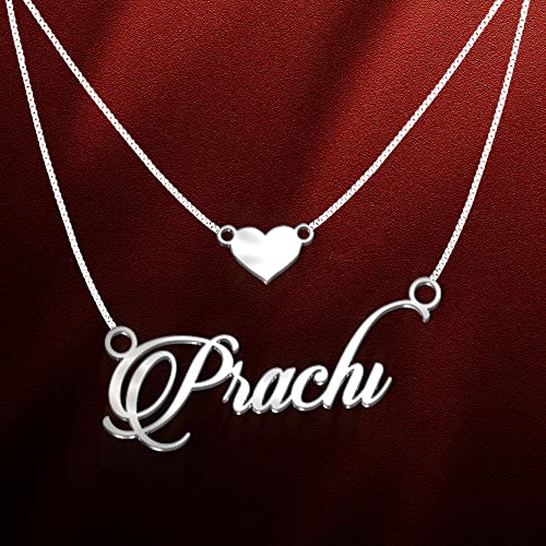 Image of Prachi Cursive Gold & Silver Name Pendant Necklace, Best Jewelry Gift for Girls.