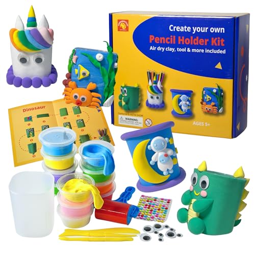 Cadeau d'art personnalisé pour enfant : kit pot à crayons en argile