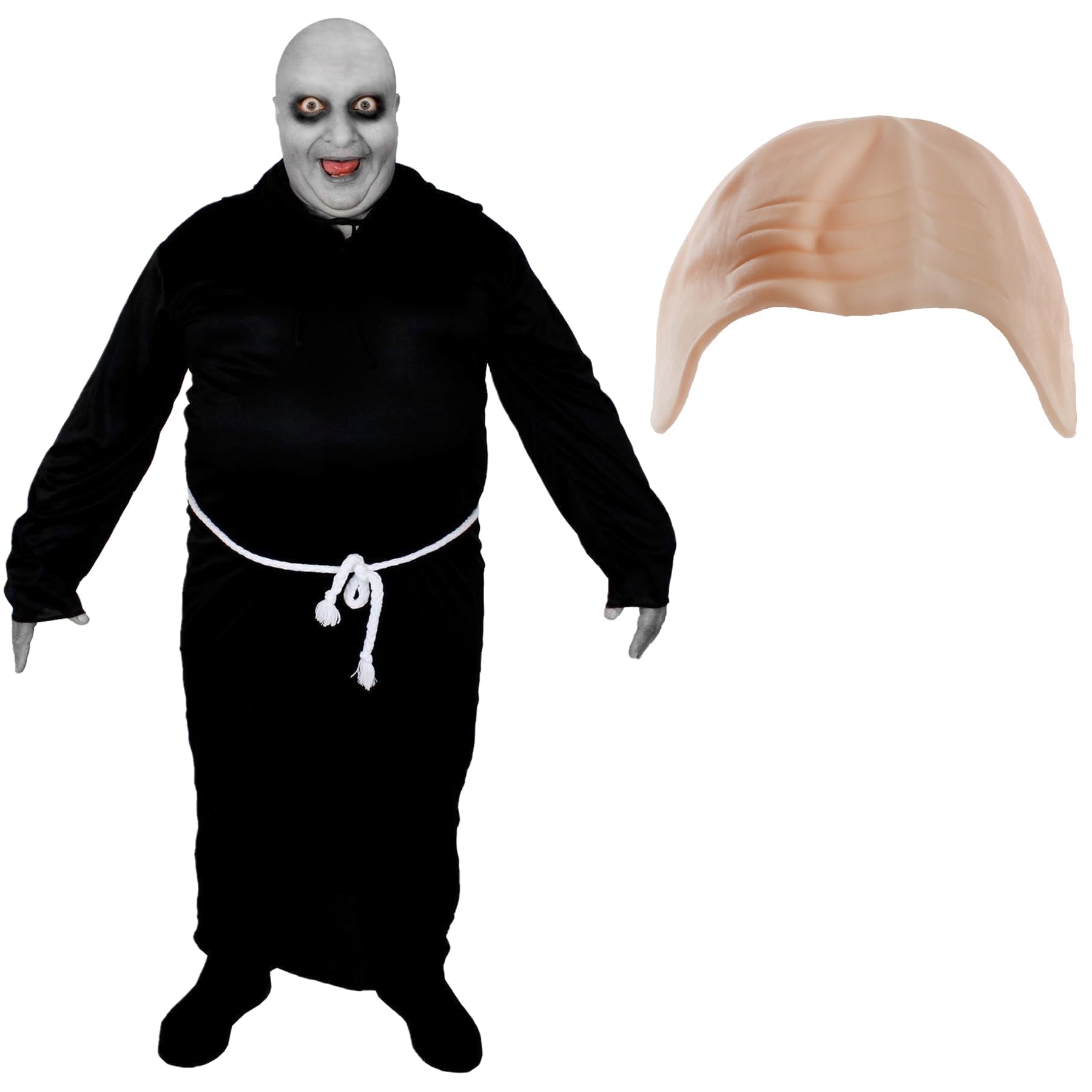 LOVETRENDS Mens Halloween Costume - Black Robe, Nude Bald Cap and Facepaint - Mens Trick or Treat Halloween Fancy Dress Costume