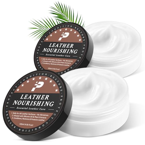 Leather Conditioner - 2 Pack, All-In-One Leather Care Treatment for Couch, Sofa & Furniture, Restores Softness & Shine, Safe for Shoes, Boots, Purses, Car Interior & Leather Seats, Family & Pet Safe
