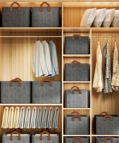 Image of 4Pcs Clothes Storage Boxes, Wardrobe Organiser Fabric Boxes with Handles, Foldable Storage Box for Shelves, Wardrobe Storage Organiser for Clothes, Toys (45x28x20 cm, Large)