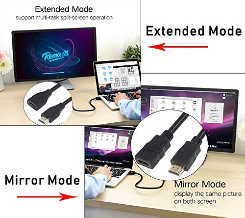 Image of LipiWorld HDMI Male to Female Extension Cable Extension Cable HDMI Extender for fire tv Stick, Laptop /PC, LCD /LED TV, Xbox, PS3 /PS4 (Pack Of 1 30Cm)