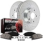 Power Stop K7032 Front Z23 Carbon Fiber Brake Pads with Drilled & Slotted Brake Rotors Kit