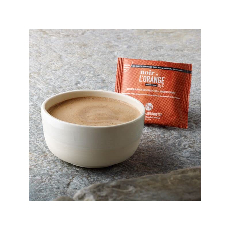 JEANNE-ANTOINETTE - Chocolat Chaud - Noir À L'Orange - Noir 62% - Râpé finement - Intense - Copeaux de chocolat - Made In France - 36 Pochons