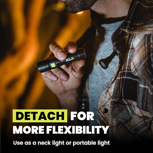Image of KLX Magnetic Neck Light - Hands-Free Detachable Zoomable Magnet Flashlight, Rechargeable Book Light, Flexible Neck Work Lamp for Reading, Camping, Repairing, Mechanics, DIY