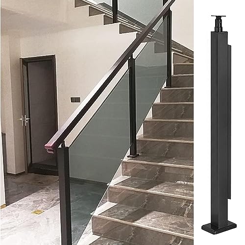 Poste de barandilla de Escalera Interior Ajustable de 70 a 150 cm, Poste Cuadrado de Vidrio para cercas de escaleras elevadas, Primer Poste de 120 cm (47,2 Pulgadas) - Seguridad y Estilo