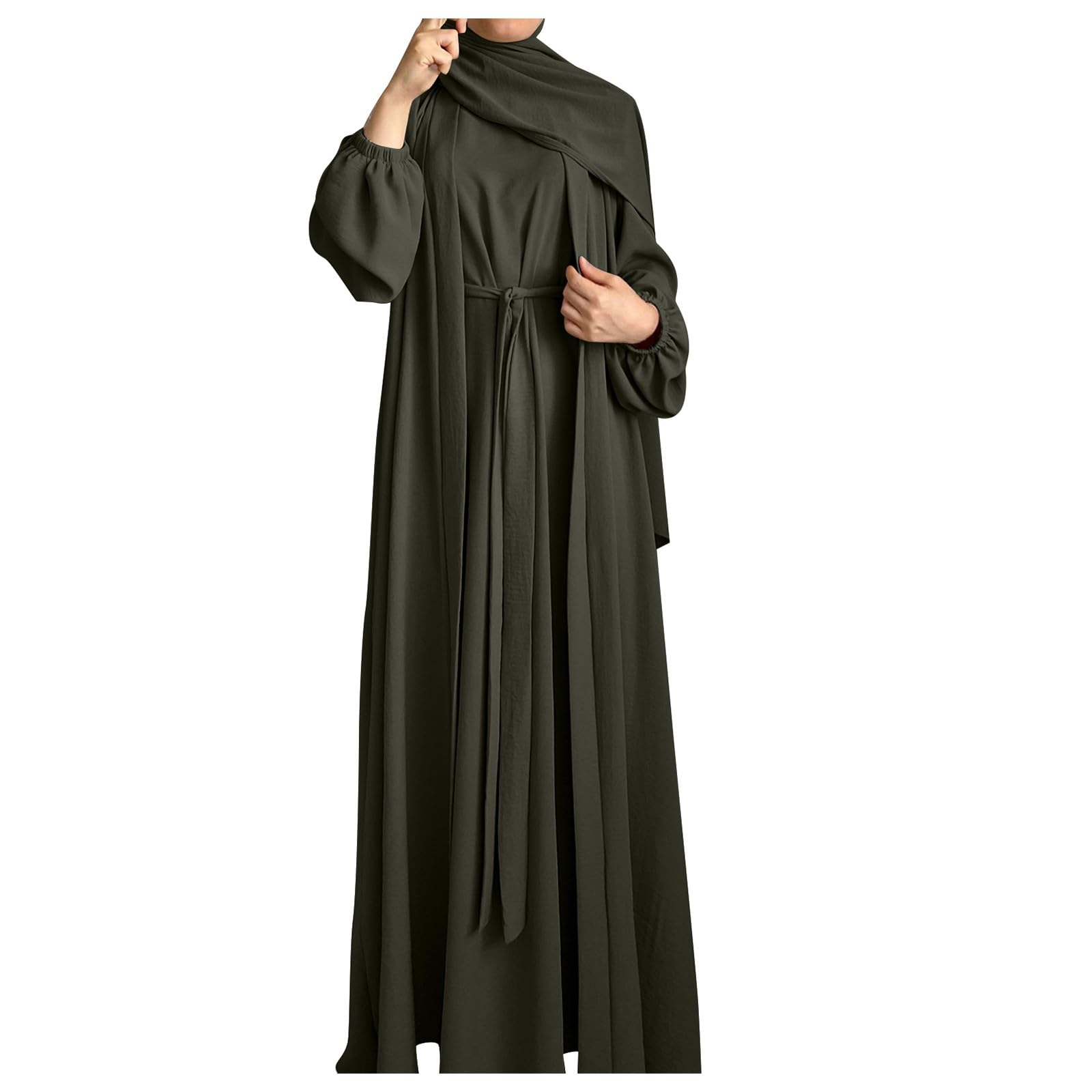 Generisch Kaftan Abaya Jilbab damska arabska, elegancka, jednoczęściowa, długa, odświętna sukienka dla kobiet, hidżab, kaftan, na plażę, bawełna, tradycyjna odzież arabska