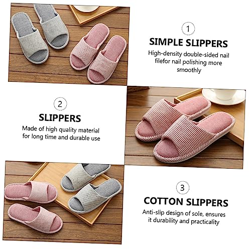 VALICLUD 1pair Indoor Cloth Slippers for Women Comfortable House Footwear - Sole Stylish Striped Pattern Wear-resistant Seasons and Home Use4