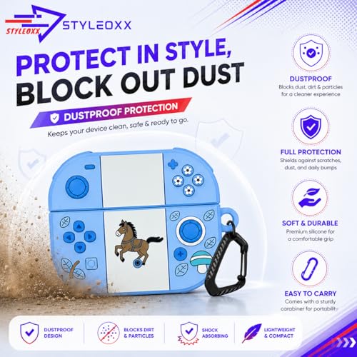 Image of Anvique Silicone Case Cover for Oneplus Nord Buds 4 Pro, Scratch Resistance, Shock Absorption, with Premium Carabiner (Horse SkyBlue T)