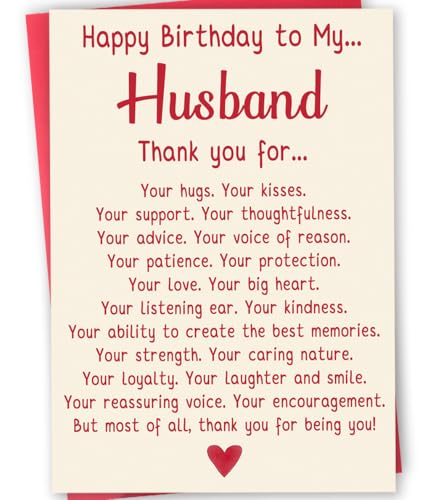 Romantic Birthday Card Gift for Husband, Unique Husband Birthday Card