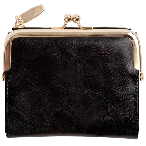 CALFOVERA Porte Monnaie en Cuir Synthétique 12.6 x 11.1cm pour Femme avec Fermeture Éclair et Fermoir à Pression Petit Portefeuille pour Femme Blocage RFID...